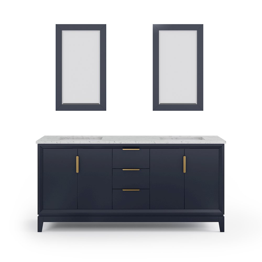 72 In. Double Sink Carrara White Marble Countertop Bath Vanity In Monarch Blue. Picture 1