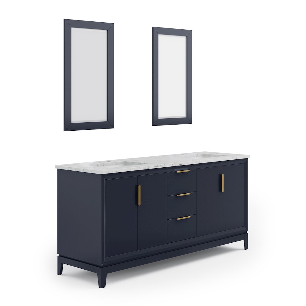 72 In. Double Sink Carrara White Marble Countertop Bath Vanity In Monarch Blue. Picture 3