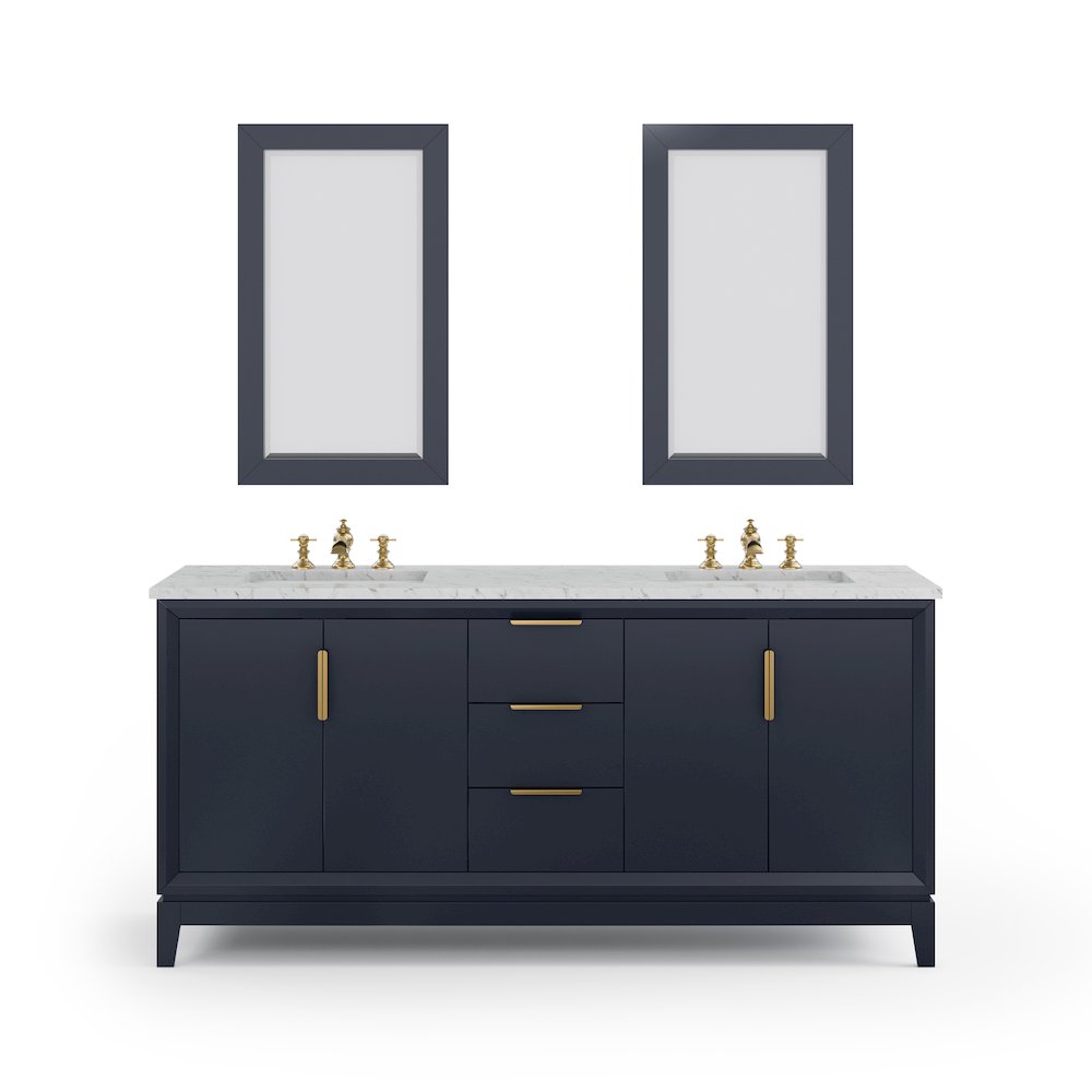 72 In. Double Sink Carrara White Marble Countertop Bath Vanity In Monarch Blue. Picture 1