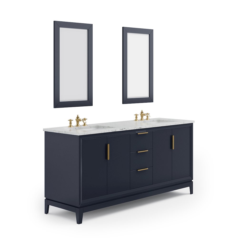 72 In. Double Sink Carrara White Marble Countertop Bath Vanity In Monarch Blue. Picture 3