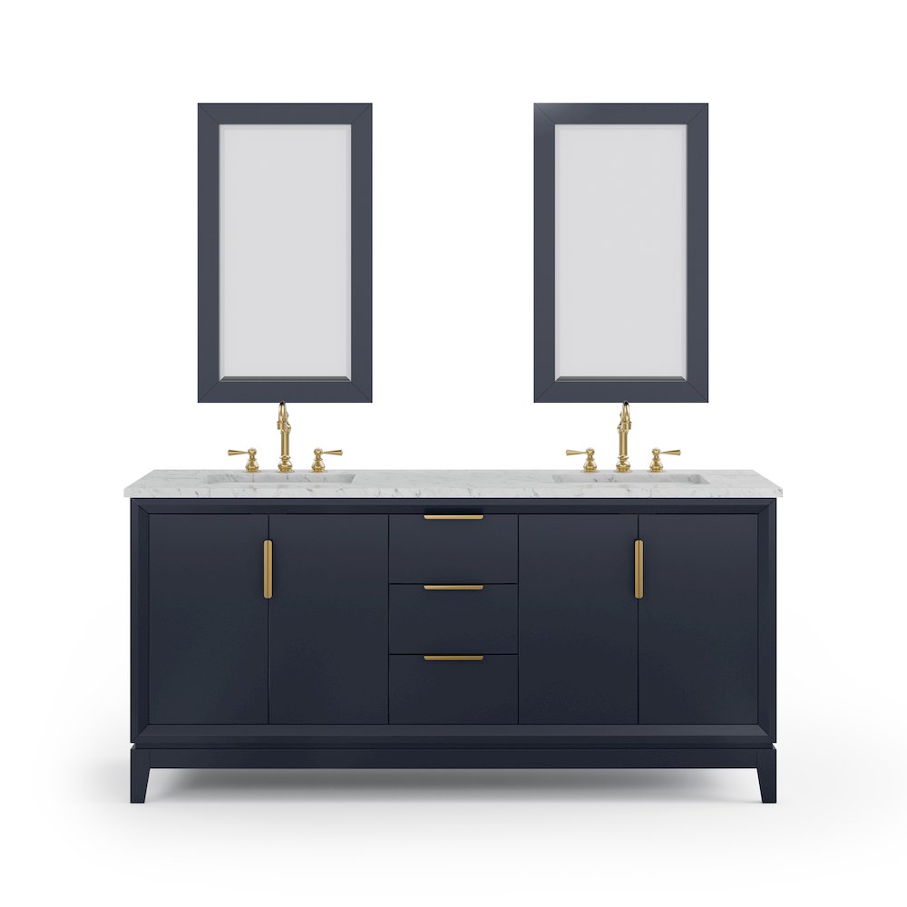 72 In. Double Sink Carrara White Marble Countertop Bath Vanity In Monarch Blue. Picture 1