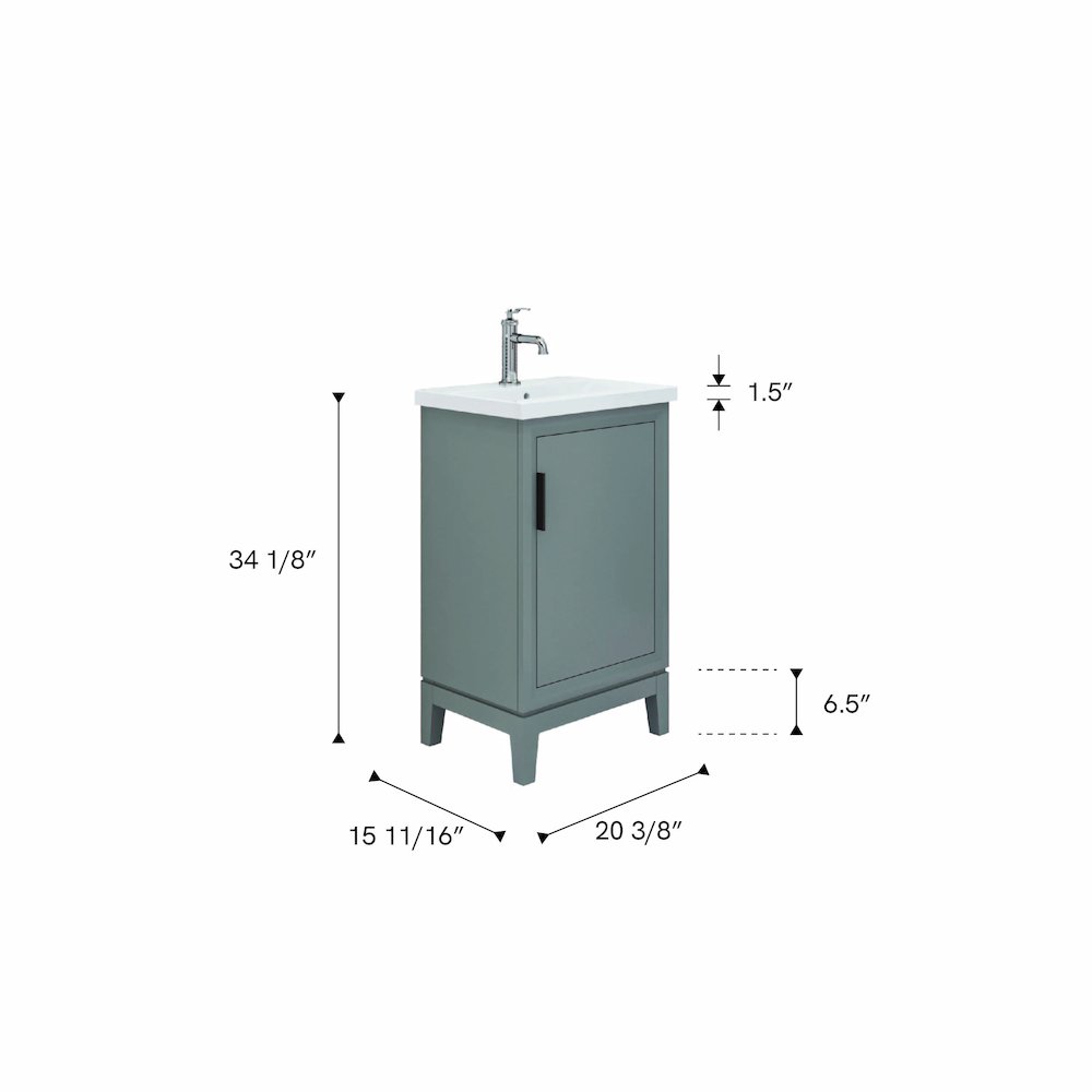 20 In. Integrated Ceramic Sink Top Bath Vanity in Cashmere Grey. Picture 7