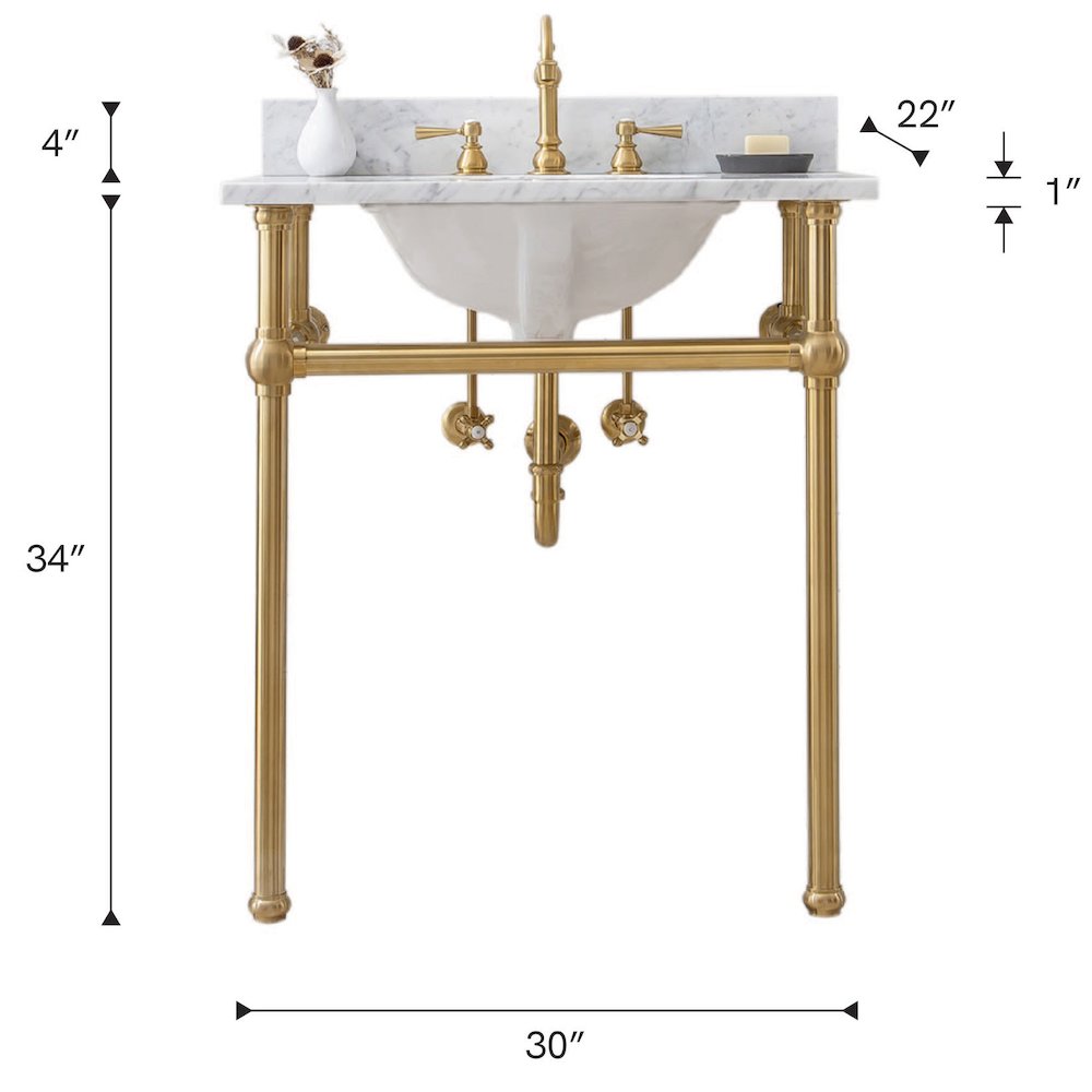 30 In. W. Single Wash Stand and P-Trap in Satin Gold Finish. Picture 7