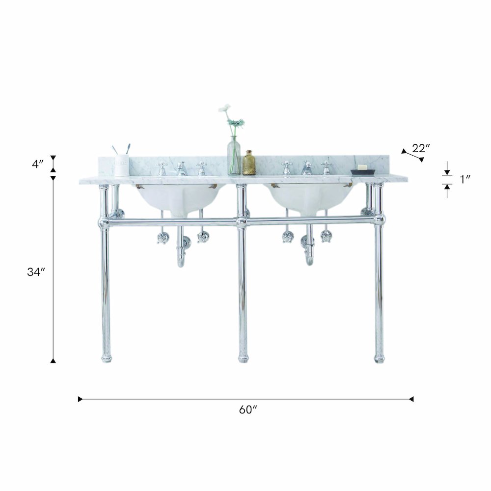 60 In. W. Double Wash Stand and P-Trap in Chrome Finish. Picture 7