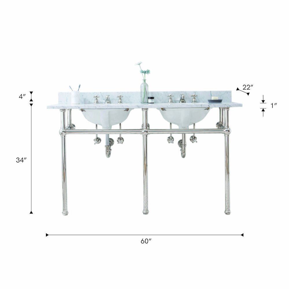 60 In. W. Double Wash Stand and P-Trap in Polished Nickel (PVD) Finish. Picture 7