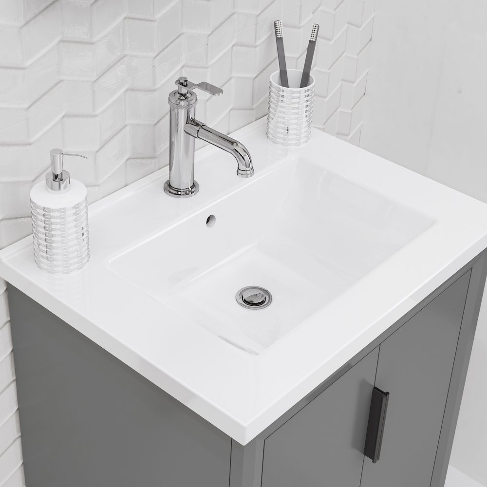 Elise 24 In. Integrated Ceramic Sink Top Vanity in Cashmere Grey. Picture 7