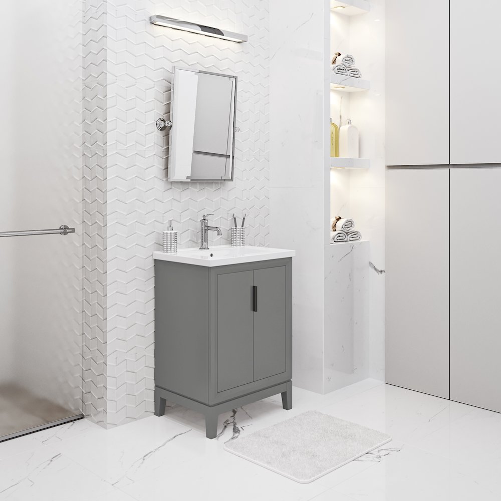 Elise 24 In. Integrated Ceramic Sink Top Vanity in Cashmere Grey. Picture 3