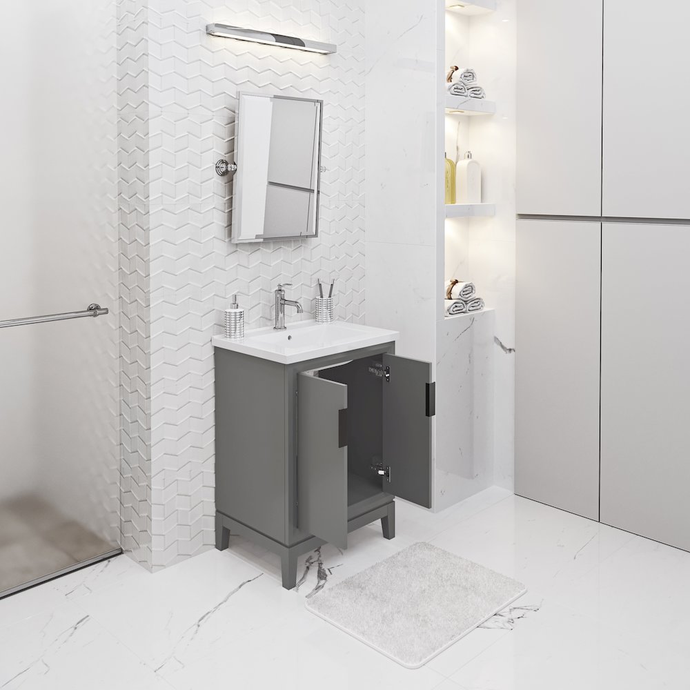 Elise 24 In. Integrated Ceramic Sink Top Vanity in Cashmere Grey. Picture 4