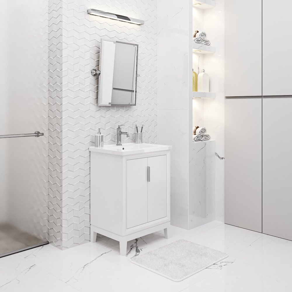 Elise 24 In. Integrated Ceramic Sink Top Vanity in Pure White. Picture 3