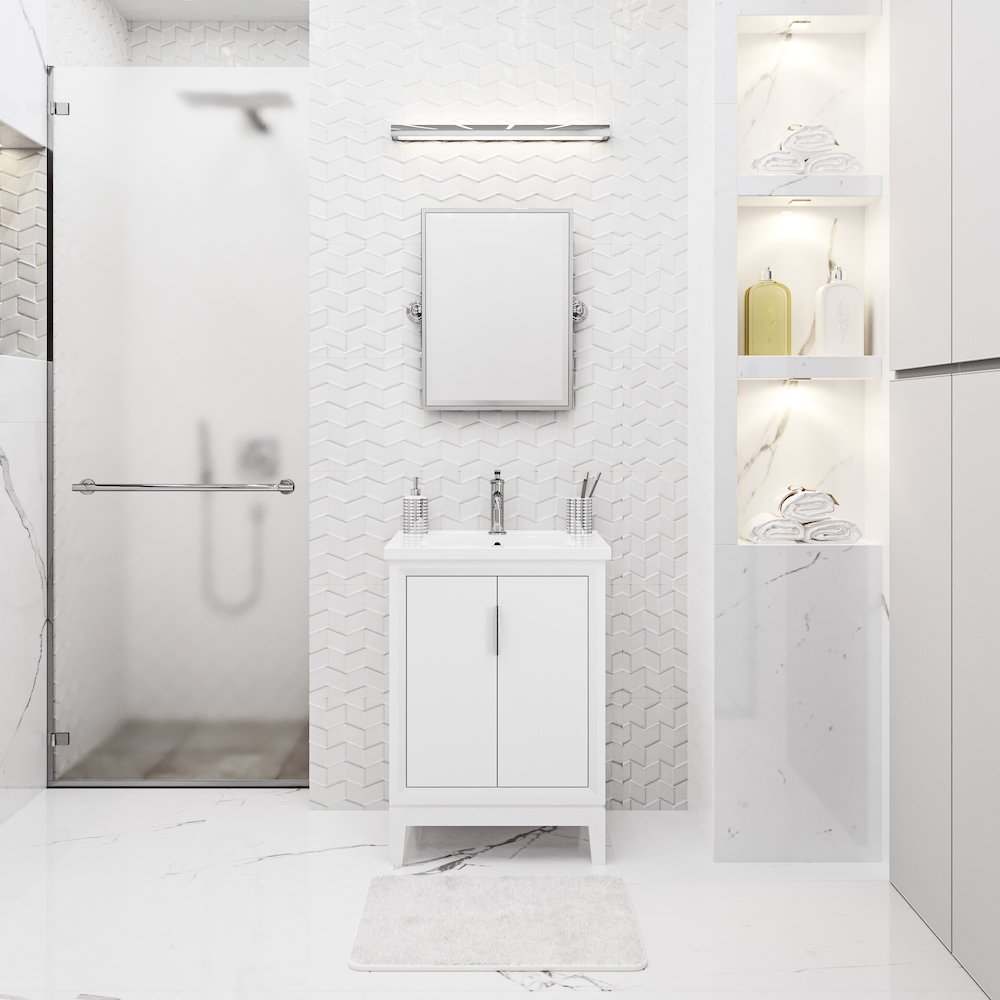 Elise 24 In. Integrated Ceramic Sink Top Vanity in Pure White. Picture 2