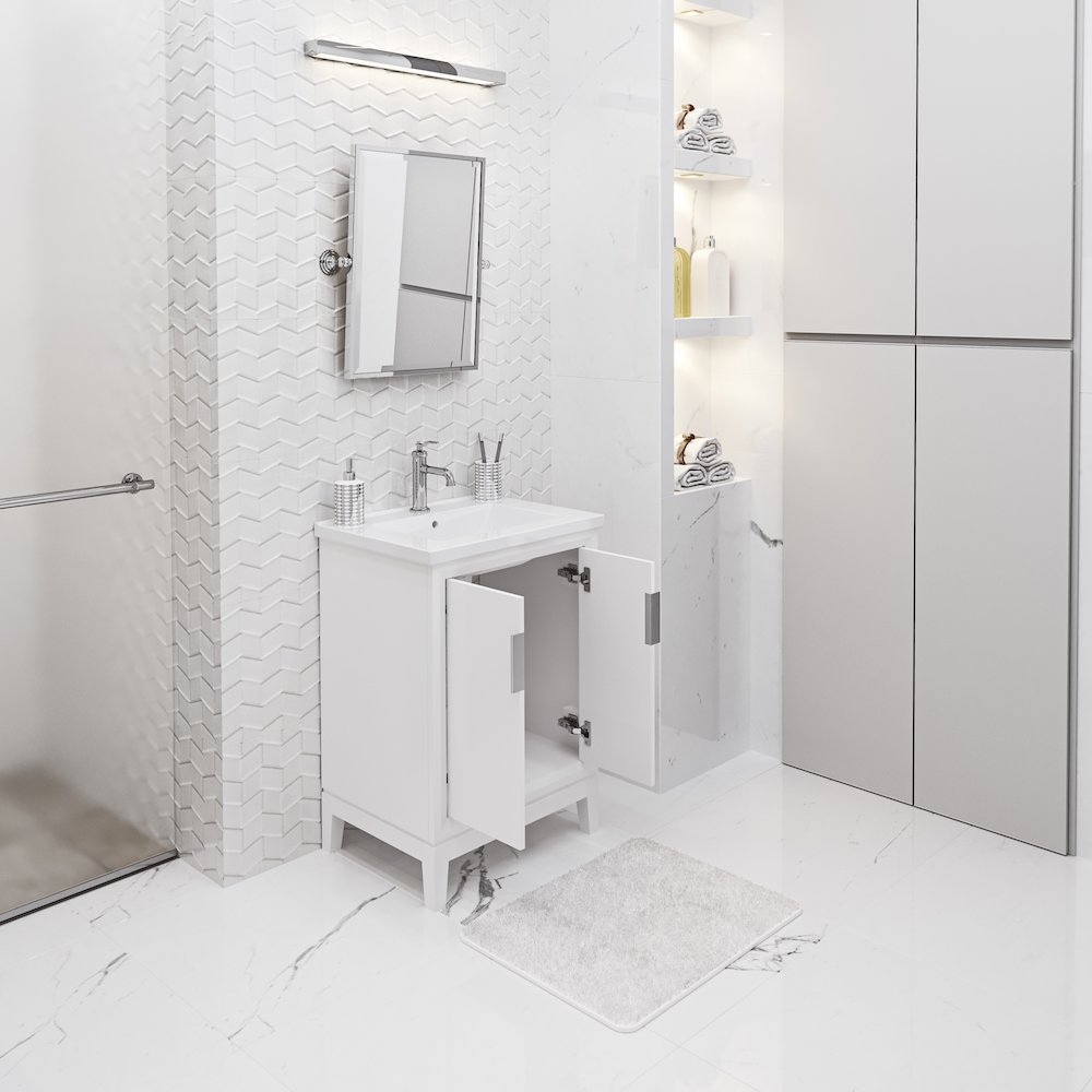 Elise 24 In. Integrated Ceramic Sink Top Vanity in Pure White. Picture 4