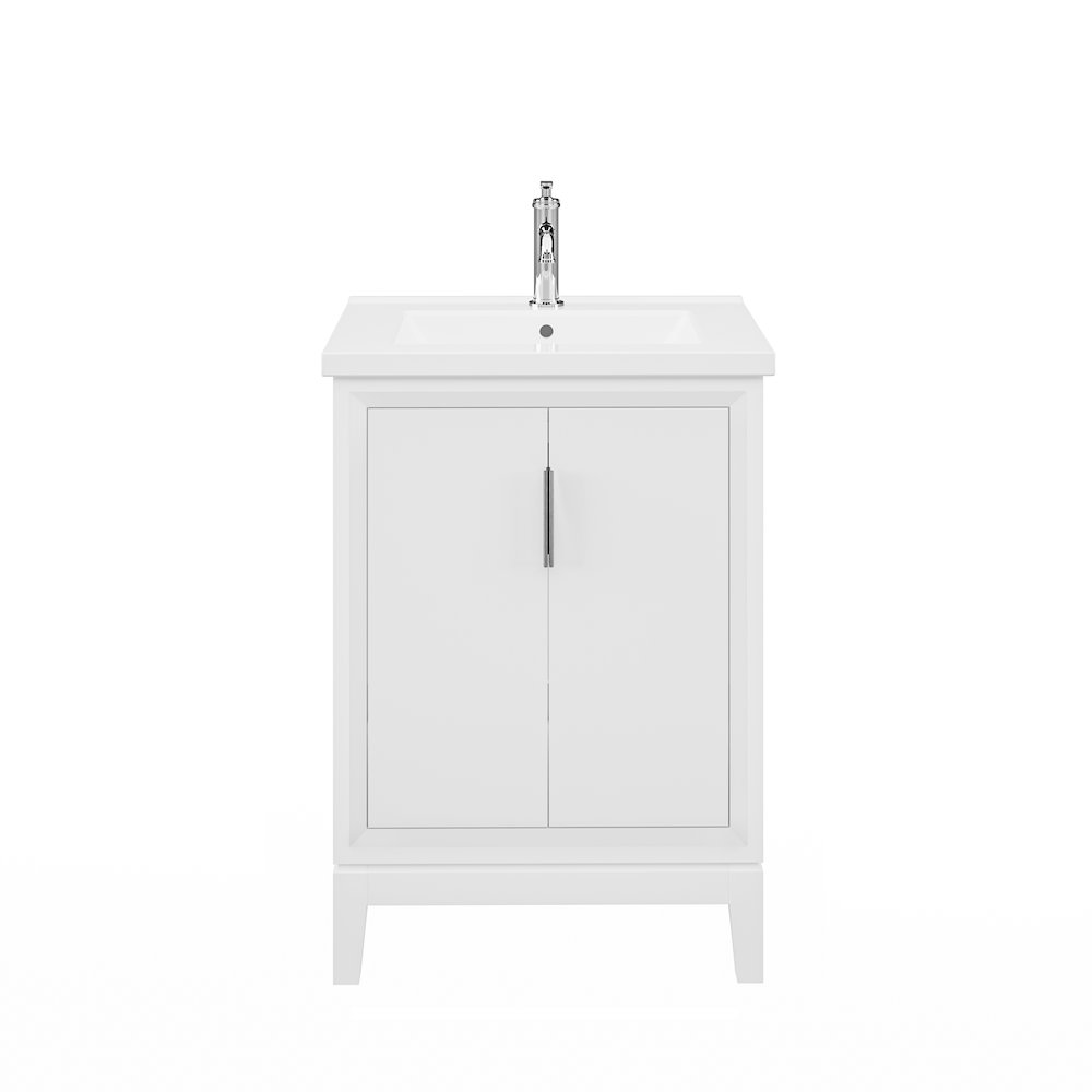 Elise 24 In. Integrated Ceramic Sink Top Vanity in Pure White. Picture 1