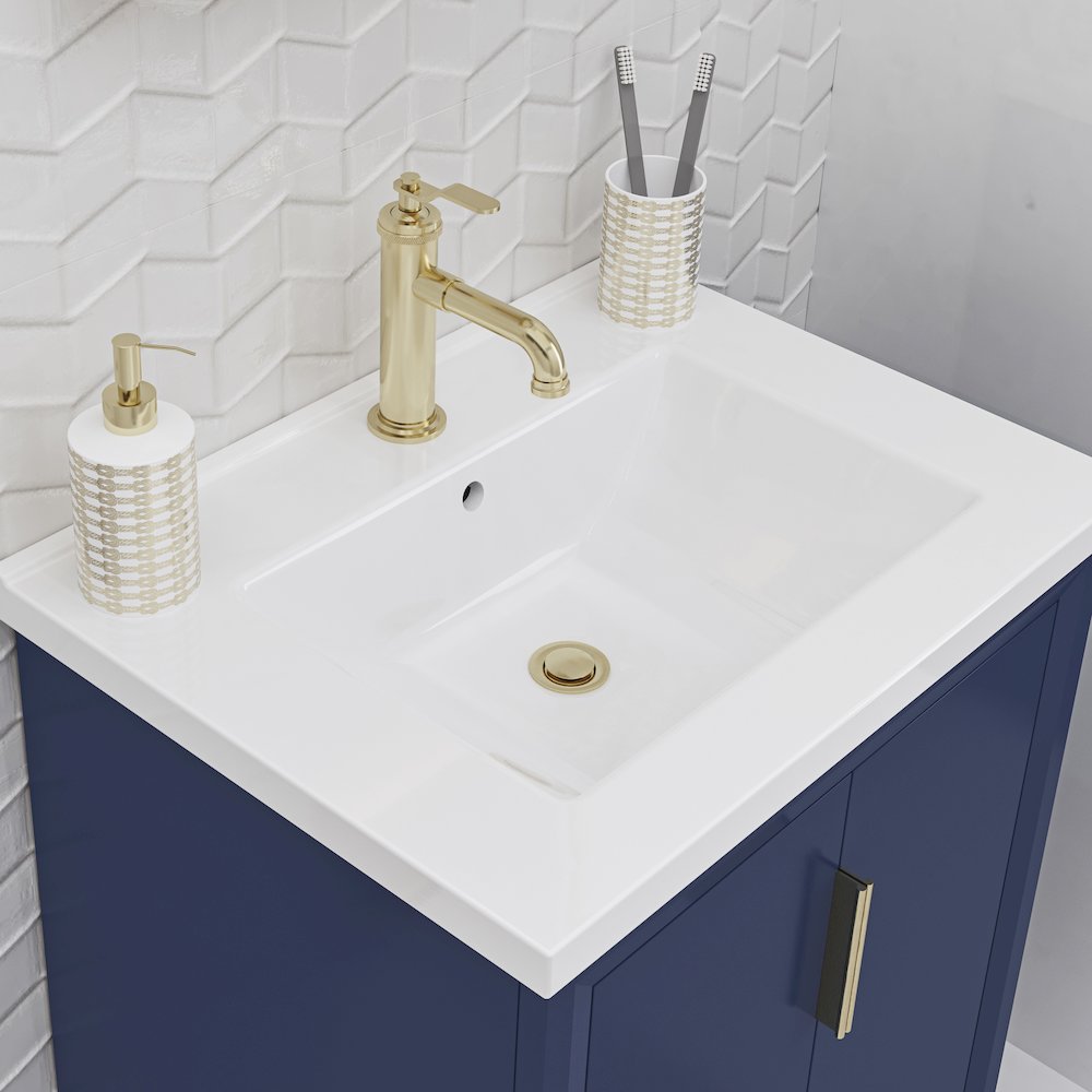 Elise 24 In. Integrated Ceramic Sink Top Vanity in Monarch Blue. Picture 7