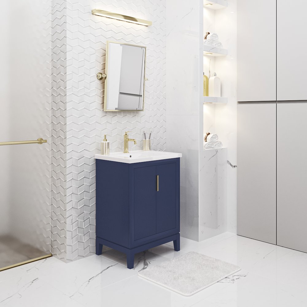 Elise 24 In. Integrated Ceramic Sink Top Vanity in Monarch Blue. Picture 3