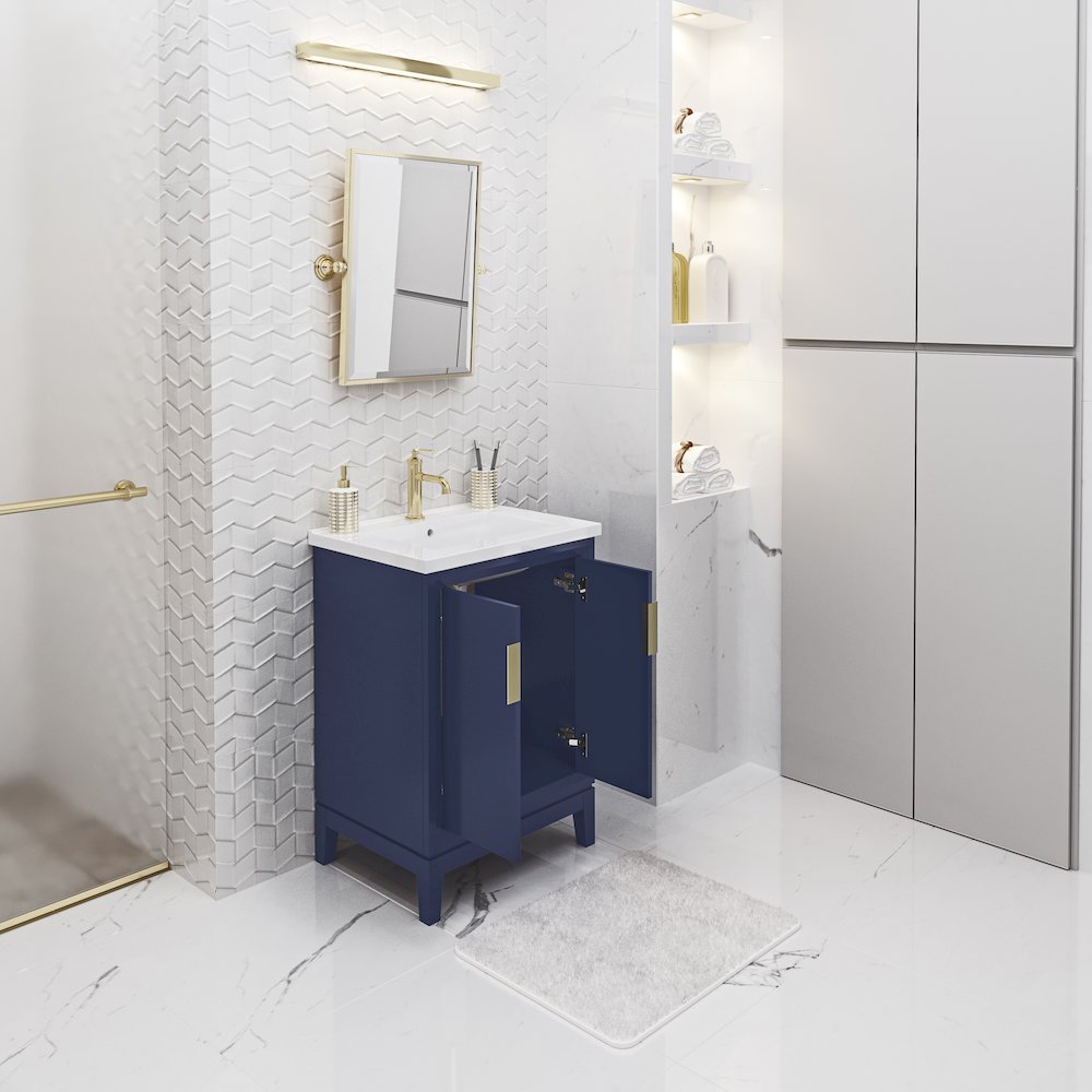 Elise 24 In. Integrated Ceramic Sink Top Vanity in Monarch Blue. Picture 4