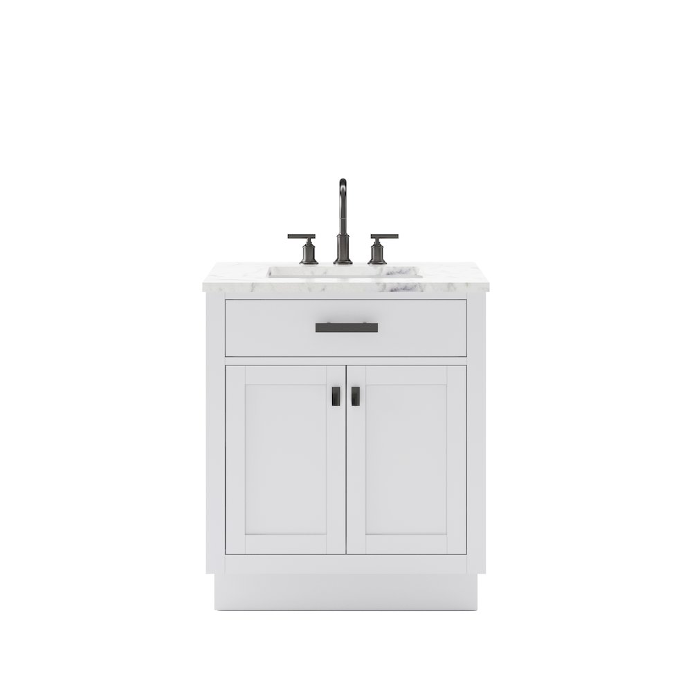 Hartford 30 In. Single Sink Carrara White Marble Countertop Bath Vanity. Picture 1