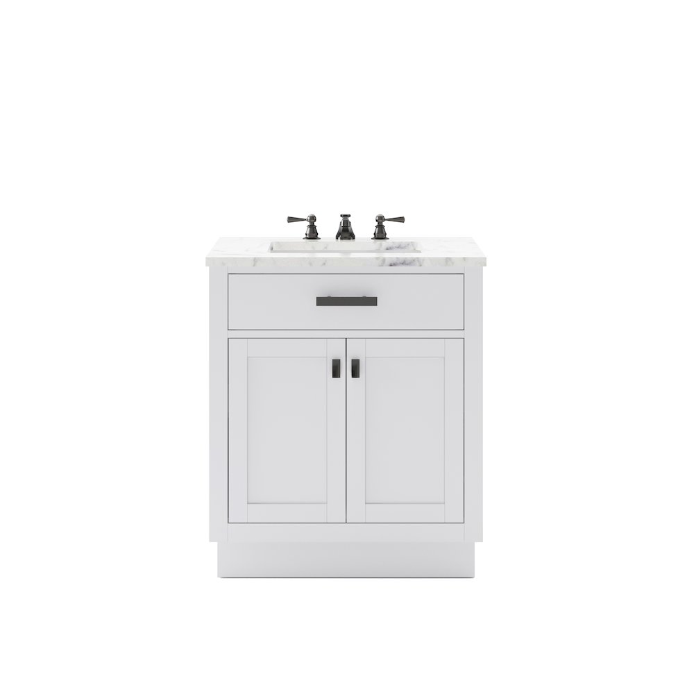 Hartford 30 In. Single Sink Carrara White Marble Countertop Bath Vanity. Picture 1