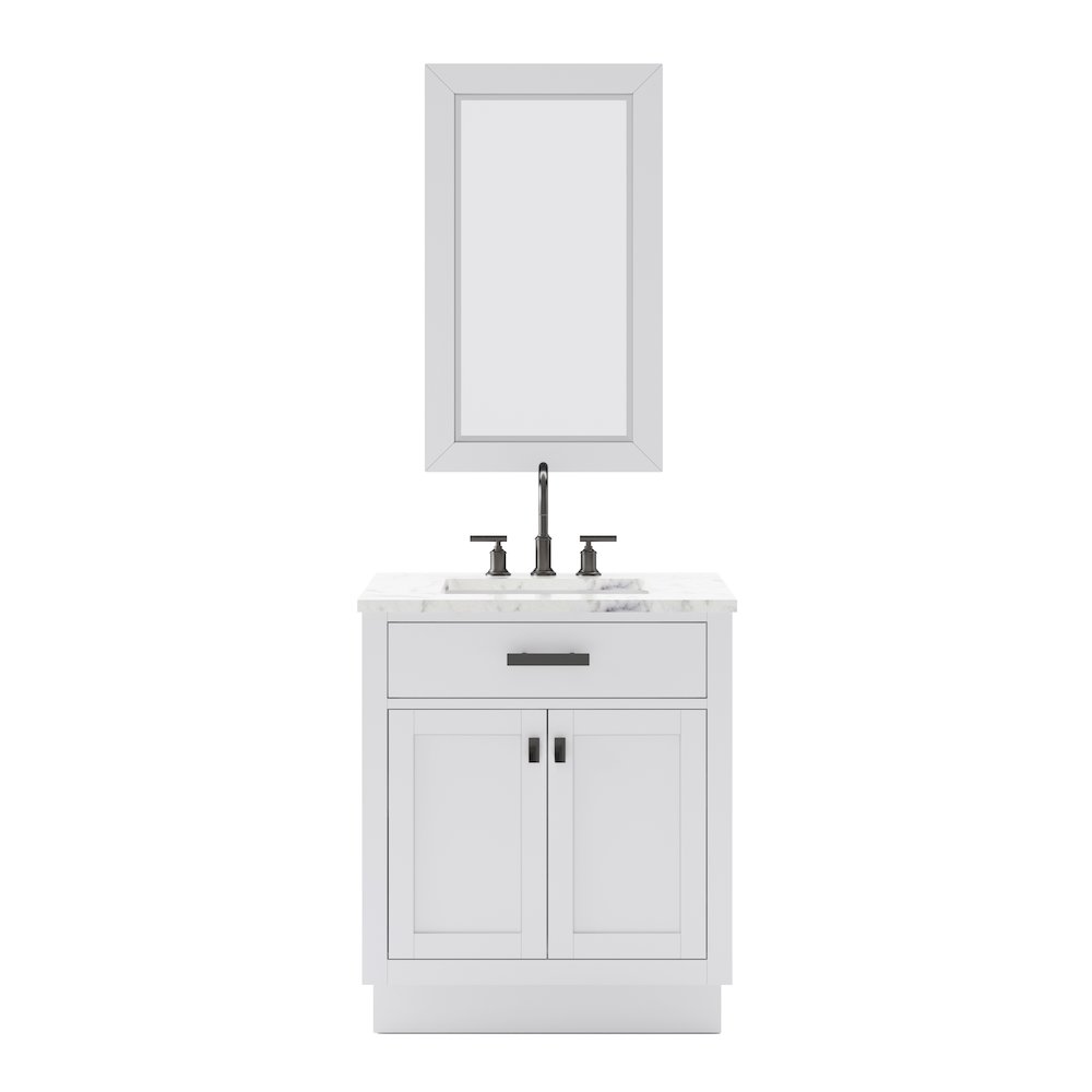 Hartford 30 In. Single Sink Carrara White Marble Countertop Bath Vanity. Picture 1