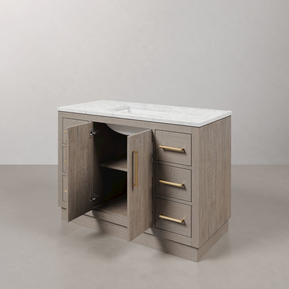 Hugo 48 In. Single Sink Carrara White Marble Countertop Bath Vanity. Picture 5