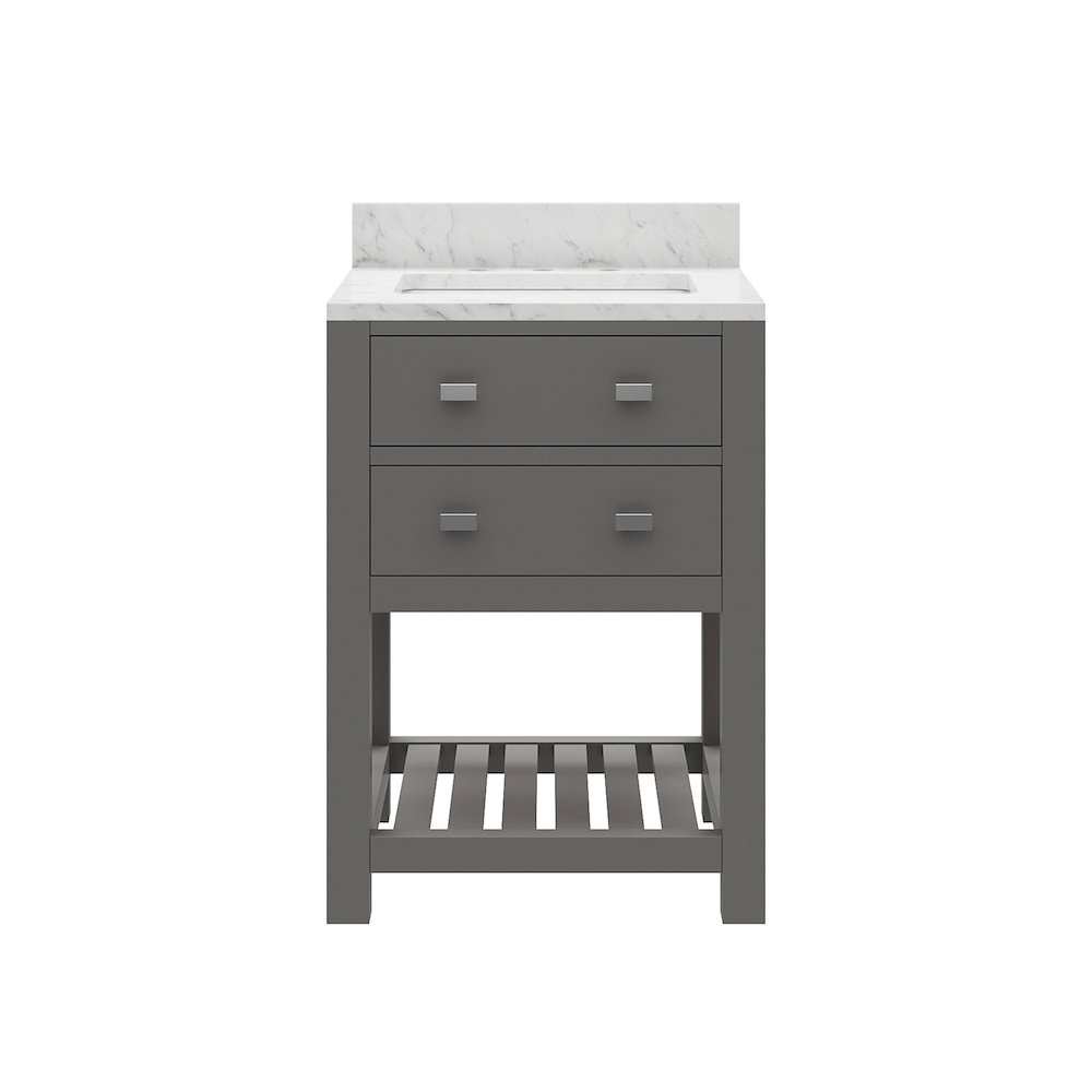Madalyn 24 In. Single Sink Carrara White Marble Countertop Bath Vanity. Picture 1