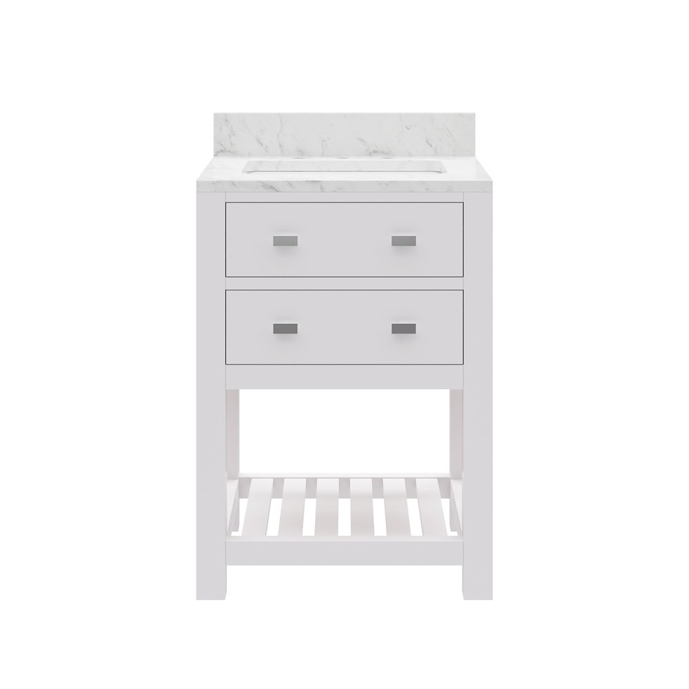 Madalyn 24 In. Single Sink Carrara White Marble Countertop Bath Vanity. Picture 1
