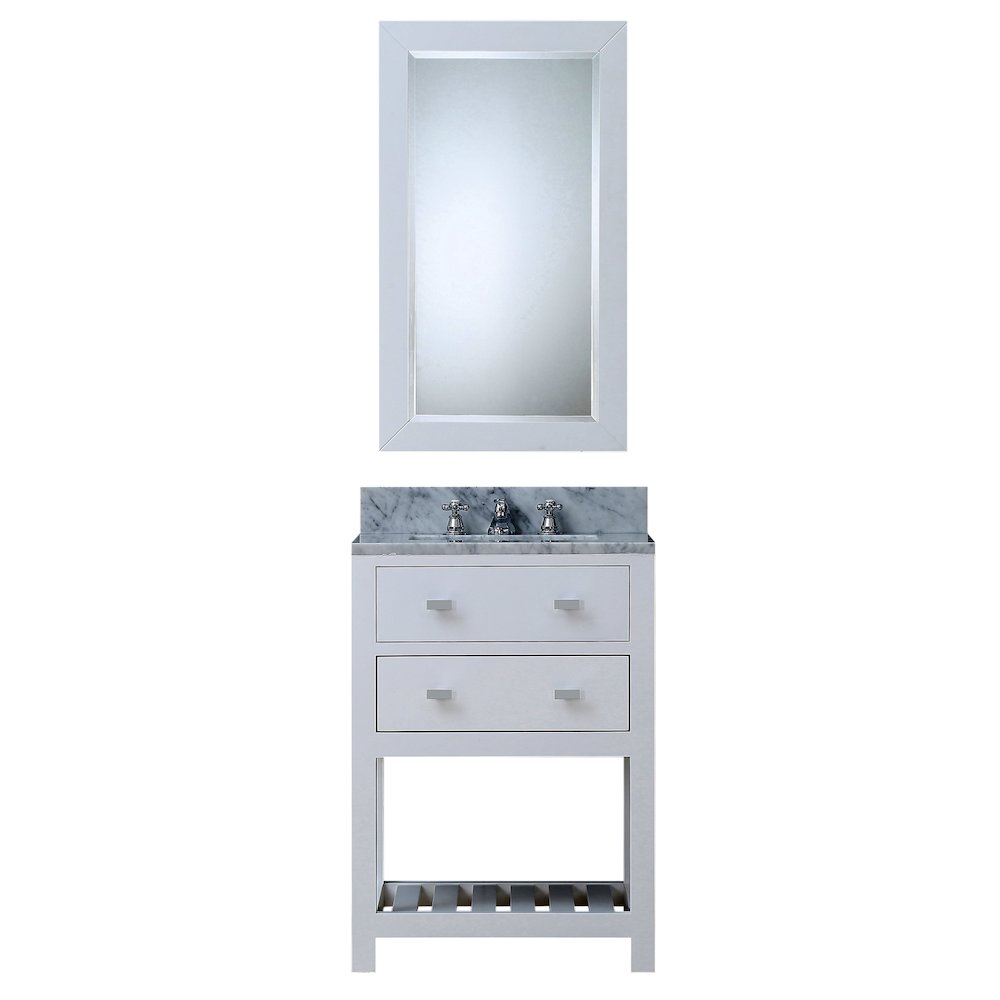 Madalyn 24 In. Single Sink Carrara White Marble Countertop Bath Vanity. Picture 1