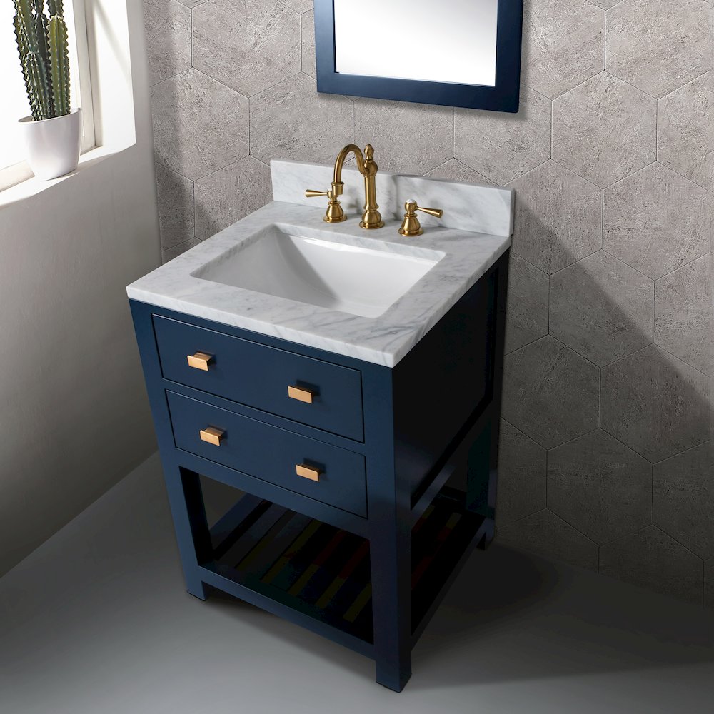 Madalyn 24 In. Single Sink Carrara White Marble Countertop Bath Vanity. Picture 4