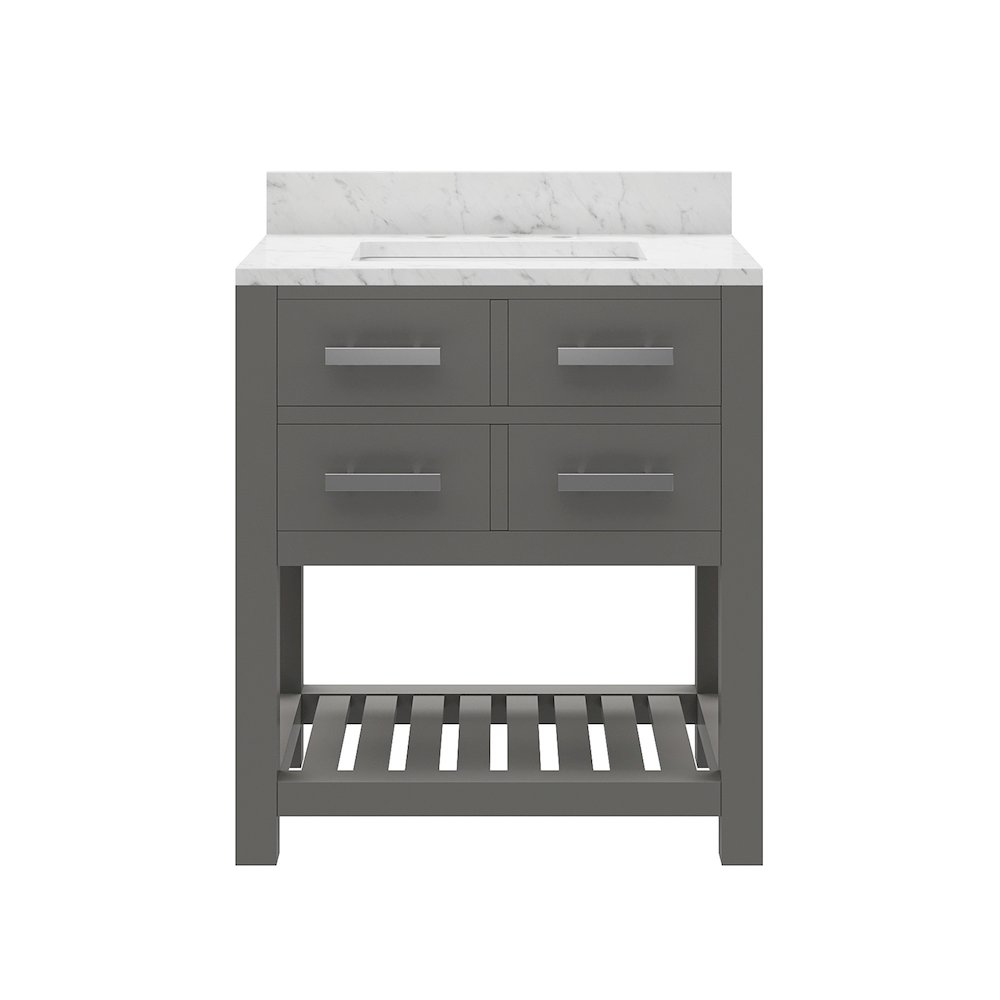 Madalyn 30 In. Single Sink Carrara White Marble Countertop Bath Vanity. Picture 1