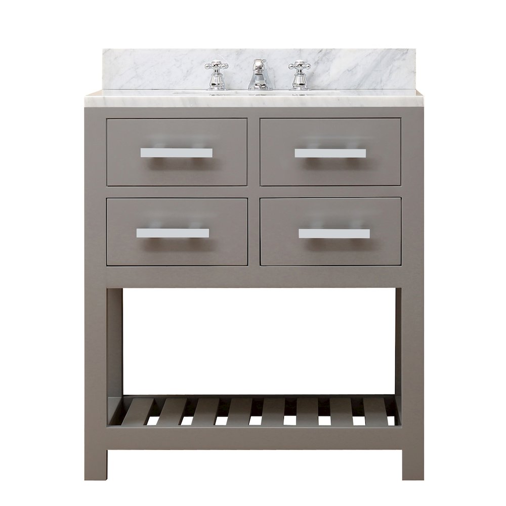 Madalyn 30 In. Single Sink Carrara White Marble Countertop Bath Vanity. Picture 1