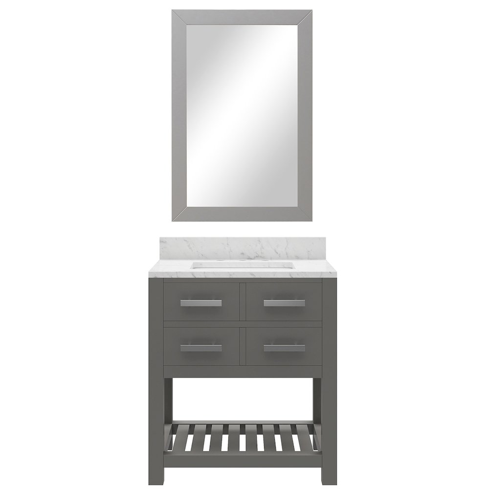 Madalyn 30 In. Single Sink Carrara White Marble Countertop Bath Vanity. Picture 1