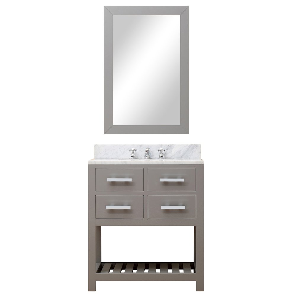 Madalyn 30 In. Single Sink Carrara White Marble Countertop Bath Vanity. Picture 1
