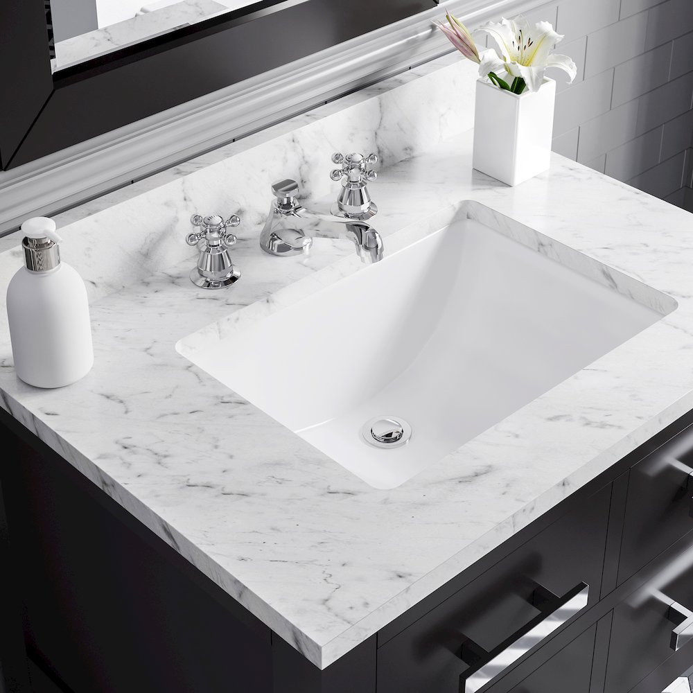 Madalyn 30 In. Single Sink Carrara White Marble Countertop Bath Vanity. Picture 5