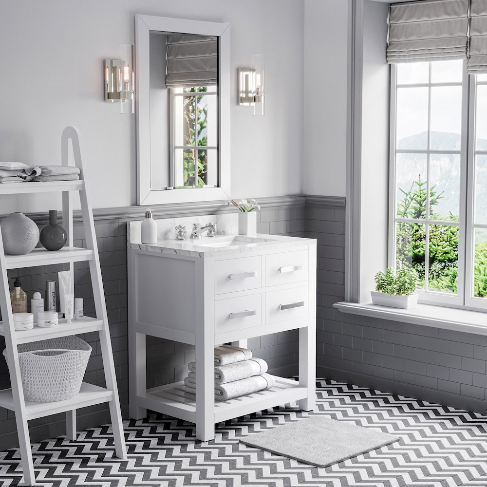 Madalyn 30 In. Single Sink Carrara White Marble Countertop Bath Vanity. Picture 3