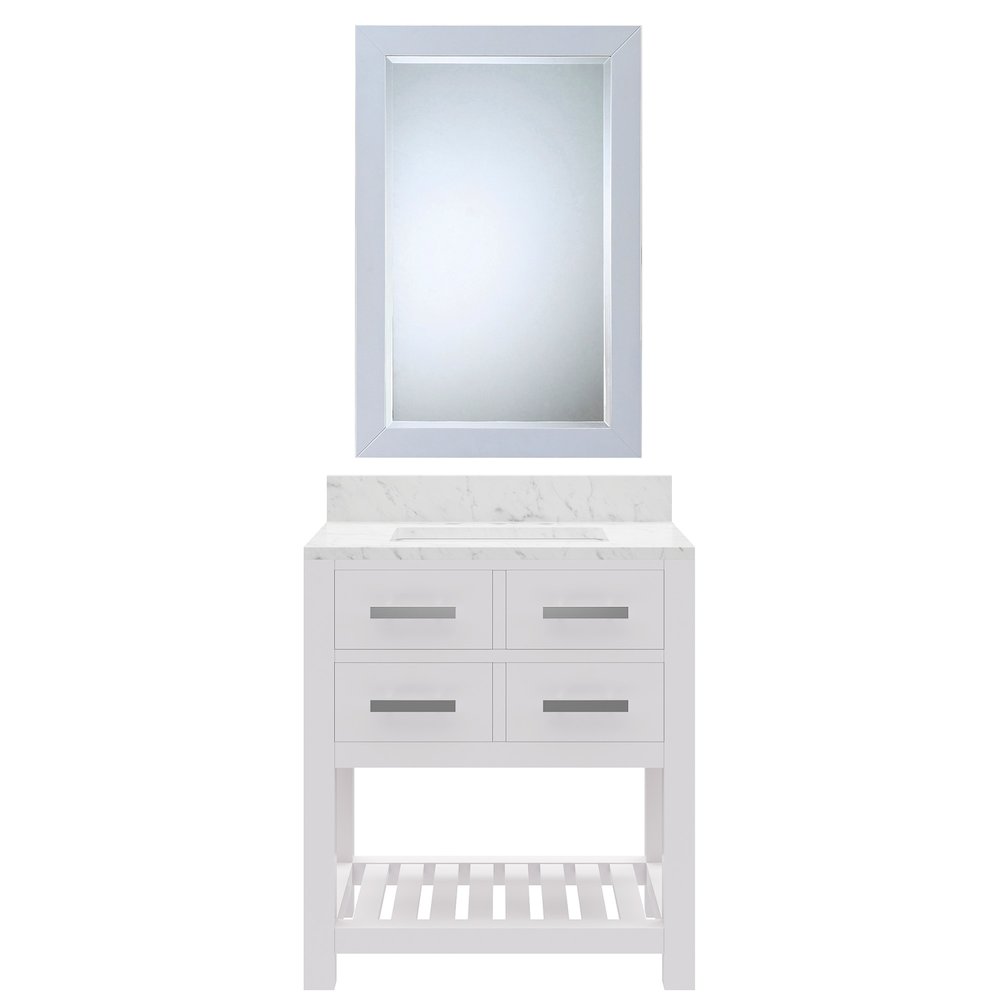 Madalyn 30 In. Single Sink Carrara White Marble Countertop Bath Vanity. Picture 1