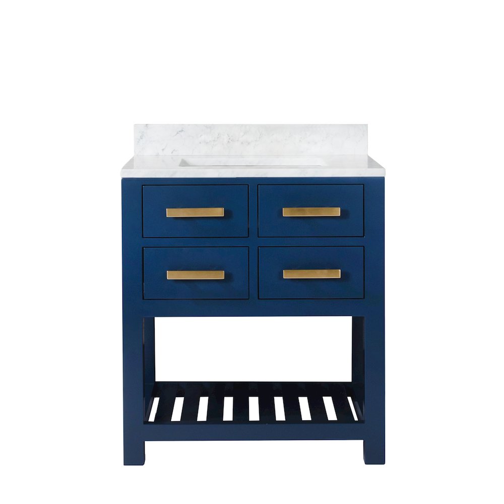 Madalyn 30 In. Single Sink Carrara White Marble Countertop Bath Vanity. Picture 1