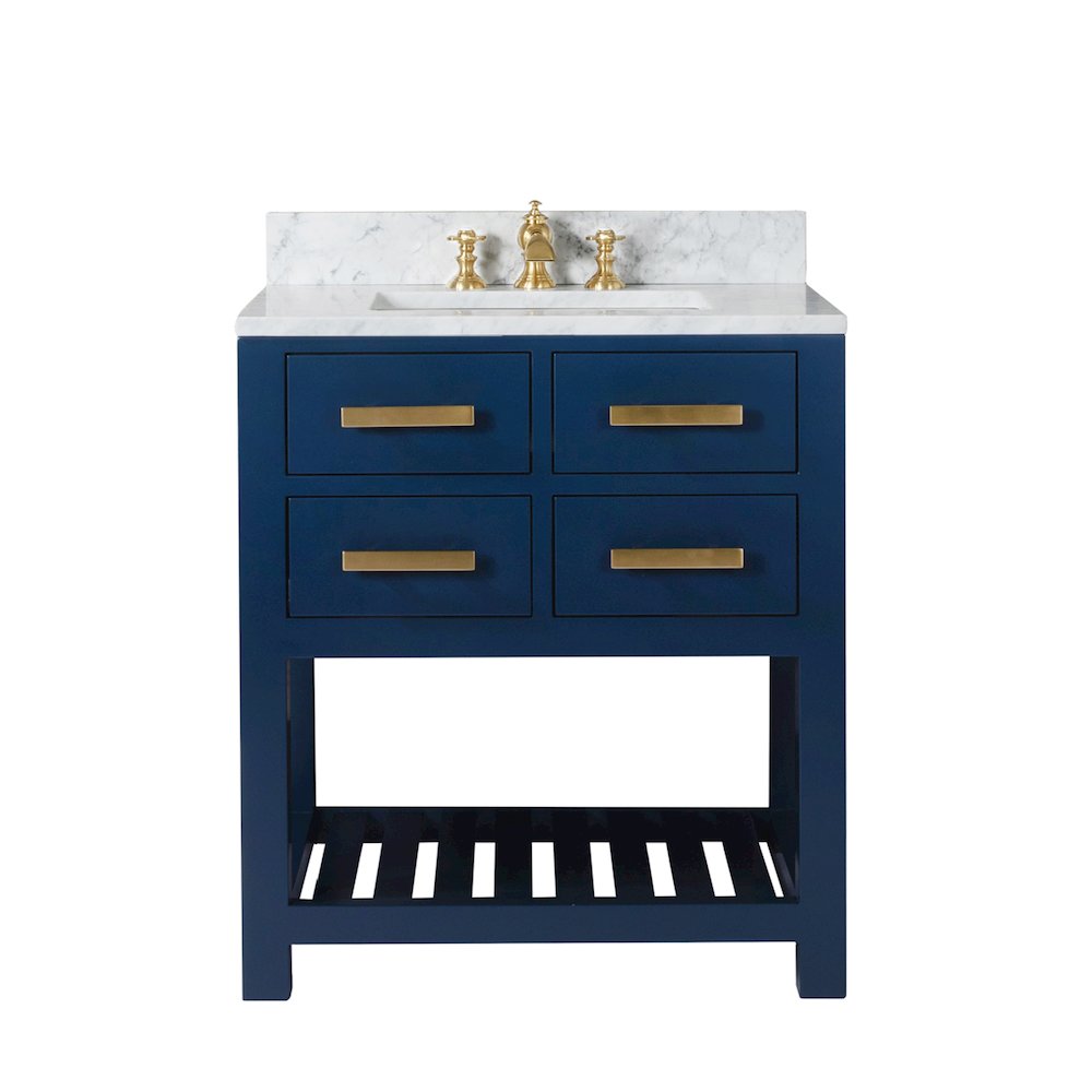 Madalyn 30 In. Single Sink Carrara White Marble Countertop Bath Vanity. Picture 1