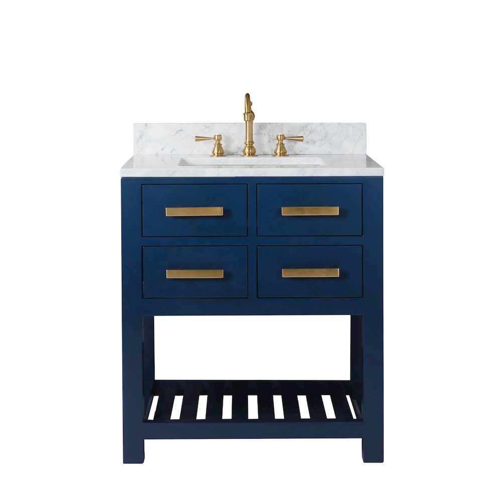 Madalyn 30 In. Single Sink Carrara White Marble Countertop Bath Vanity. Picture 1