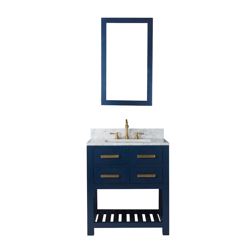 Madalyn 30 In. Single Sink Carrara White Marble Countertop Bath Vanity. Picture 1