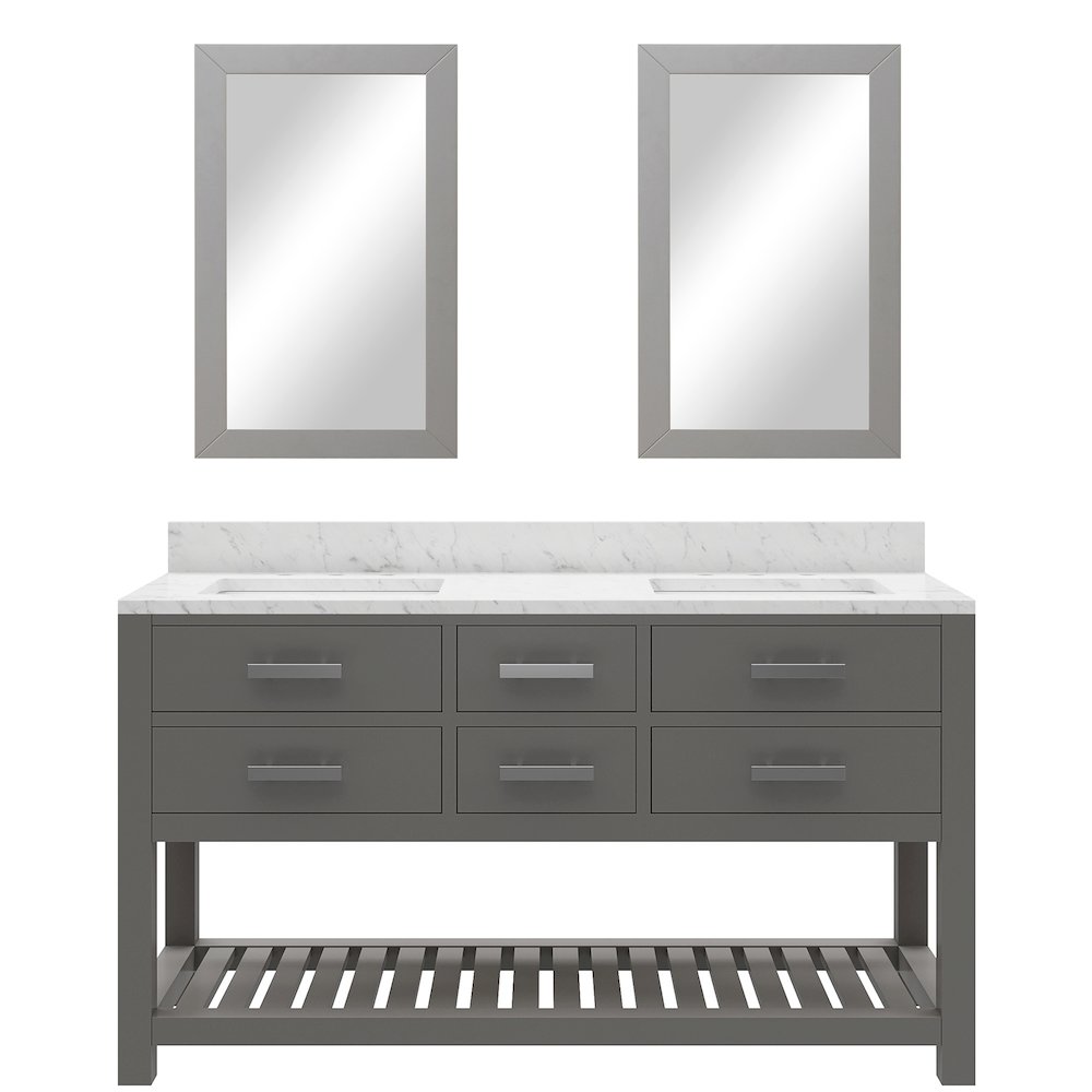 Madalyn 60 In. Double Sink Carrara White Marble Countertop Bath Vanity. Picture 1