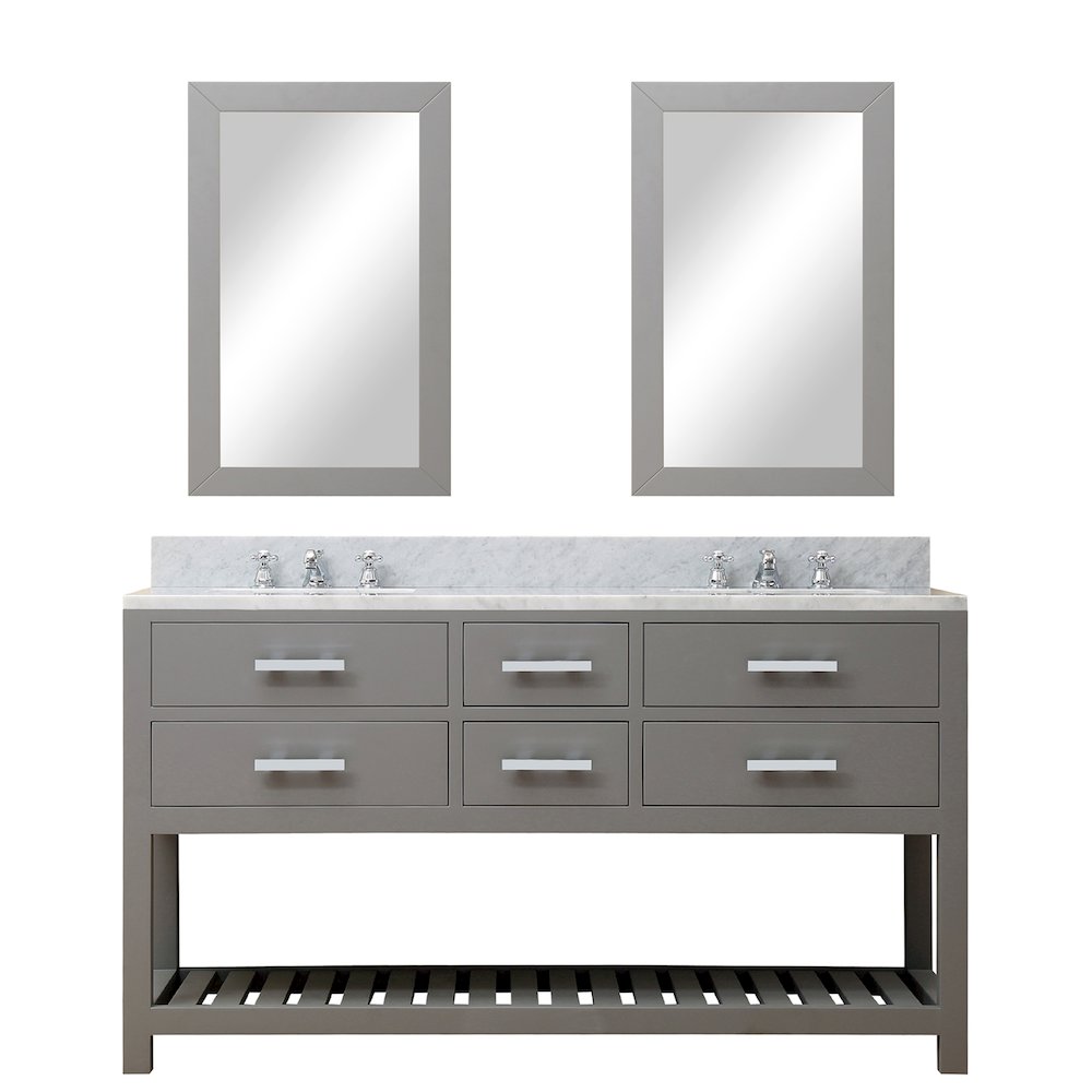 Madalyn 60 In. Double Sink Carrara White Marble Countertop Bath Vanity. Picture 1
