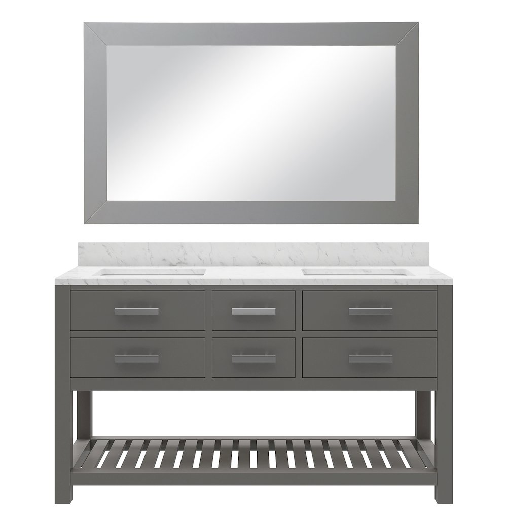 Madalyn 60 In. Double Sink Carrara White Marble Countertop Bath Vanity. Picture 1