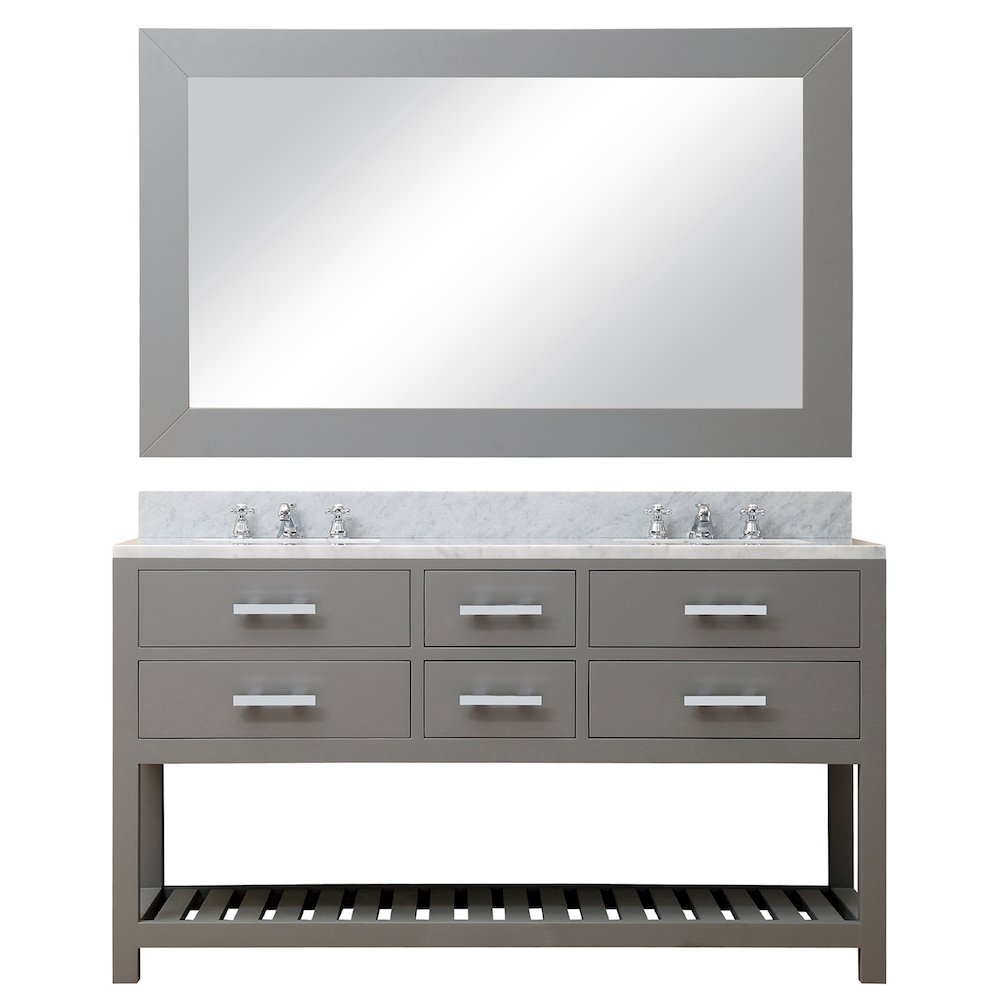 Madalyn 60 In. Double Sink Carrara White Marble Countertop Bath Vanity. Picture 1