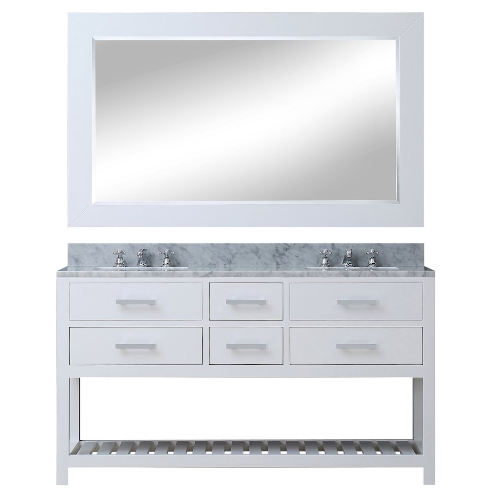 Madalyn 60 In. Double Sink Carrara White Marble Countertop Bath Vanity. Picture 1