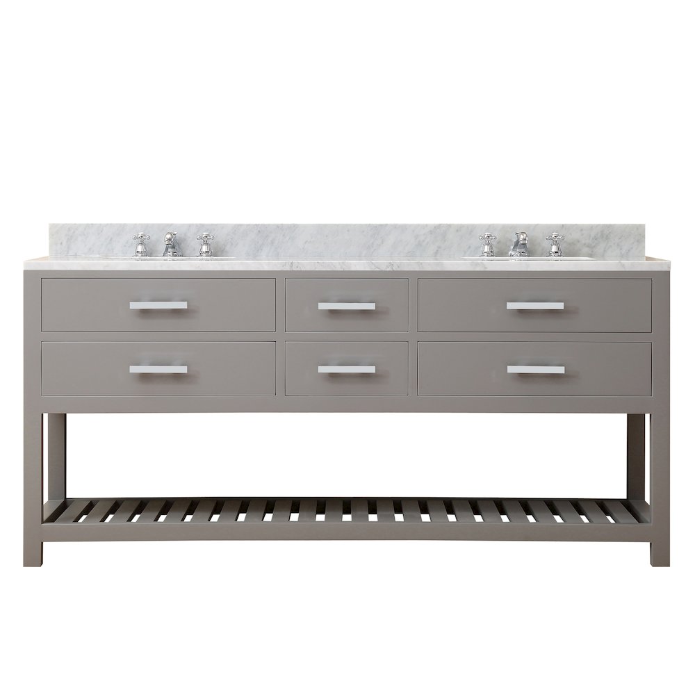 Madalyn 72 In. Double Sink Carrara White Marble Countertop Bath Vanity. Picture 1