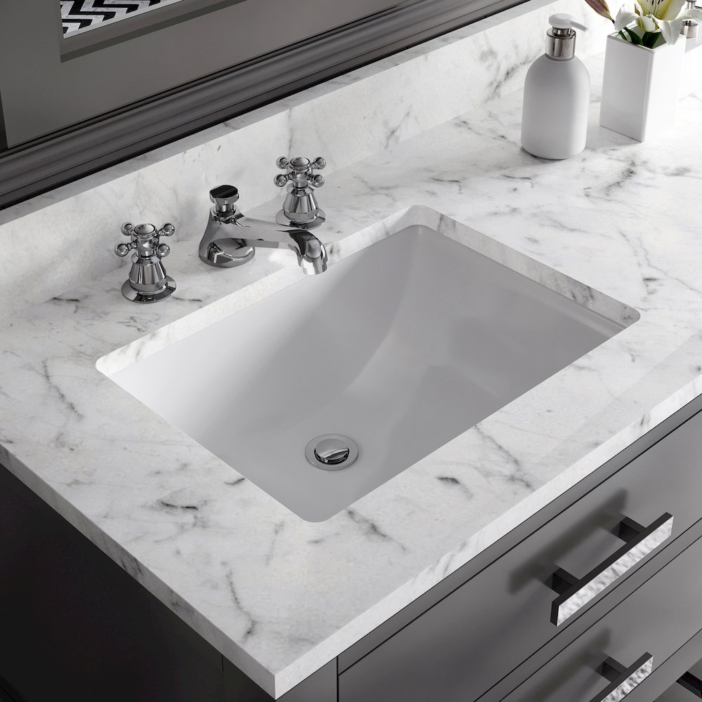 Madalyn 72 In. Double Sink Carrara White Marble Countertop Bath Vanity. Picture 5
