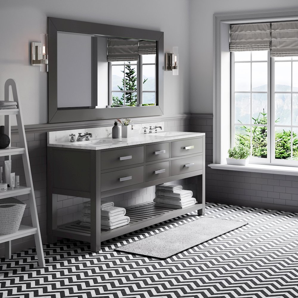 Madalyn 72 In. Double Sink Carrara White Marble Countertop Bath Vanity. Picture 4