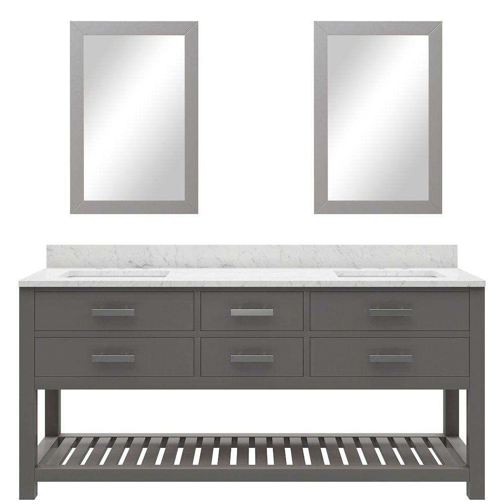 Madalyn 72 In. Double Sink Carrara White Marble Countertop Bath Vanity. Picture 1