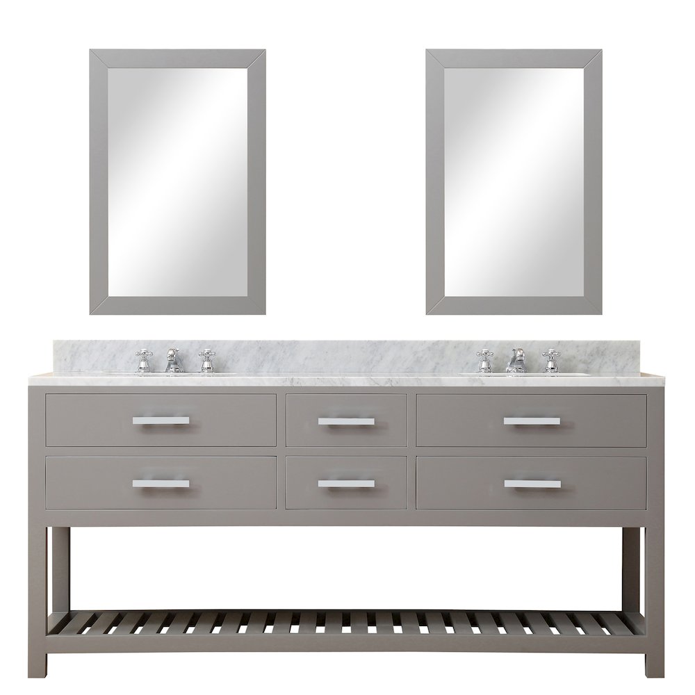 Madalyn 72 In. Double Sink Carrara White Marble Countertop Bath Vanity. Picture 1
