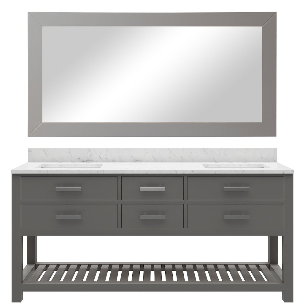 Madalyn 72 In. Double Sink Carrara White Marble Countertop Bath Vanity. Picture 1