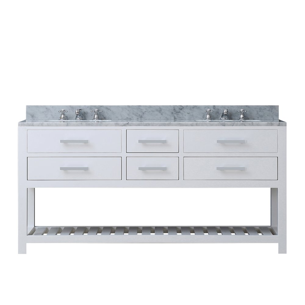 Madalyn 72 In. Double Sink Carrara White Marble Countertop Bath Vanity. Picture 1
